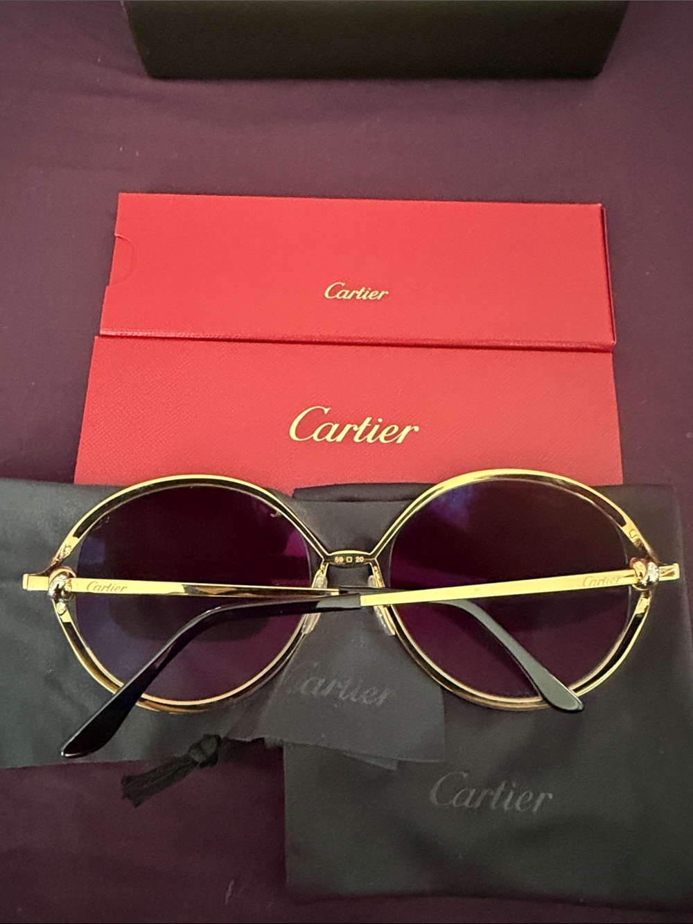 Cartier Gold Frame Brown Gradient Round Sunglasses - Picture 2 of 5
